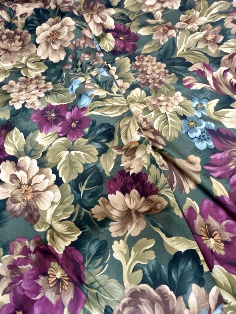 Vintage Lauren Ralph Lauren Edgefield Floral Twin Flat Sheet Cotton Green Gold